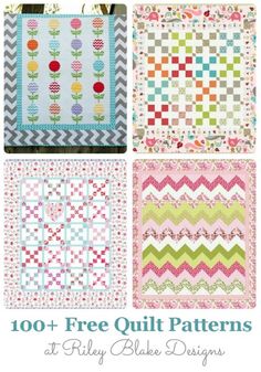 the cover of 100 + free quilt patterns