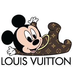 a mickey mouse with louis vuitton on it's back and the word louis vuitton above it