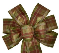 a red and green plaid bow on a white background