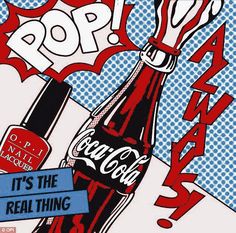 a pop art painting of a bottle of coca cola with the words it's the real thing