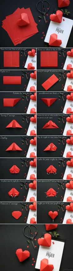 the instructions for how to make an origami heart