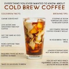 an advertisement for cold brew coffee with instructions on how to make it and what to use it