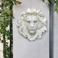 Outdoor Wall Sculpture Art, Animal Wall Sculpture, Garden Animal Statues, Wall Decor Garden, Head Wall Decor, Garden Wall Designs, Animal Head Wall, Mermaid Wall Decor, Sculpture Animal