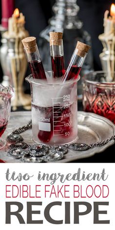 Edible Fake Blood Without Corn Syrup or Food Coloring Buffet Halloween, Drinks Nonalcoholic, Cocktails Easy, Halloween Buffet, Halloween Drinks Alcohol, Two Ingredient, Halloween Fest, Cocktails Recipes