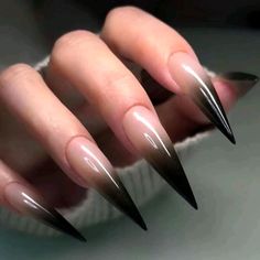 Please Comment With Any Questions! **Bundles Of 3 Discounts No Reasonable Offer Refused Long Black Nails, Stiletto Shaped Nails, Black Ombre Nails, Black Stiletto Nails, Nail Tip Designs, Sharp Nails, Nail Tape, Gothic Nails, Claw Nails