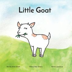 the little goat is standing on top of a hill