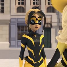 the animated character is dressed in yellow and black