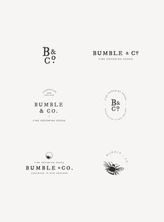 the logos for bumble & co are black and white