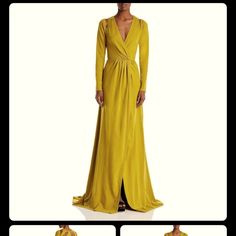 Worn 1x; Still Have Rags Excellent Condition Manufacturer: Yaura Suggested Price: $245.00 Condition: New With Tags Style Type: Sheath Collection: Yaura Sleeve Length: Long Sleeve Closure: Hidden Back Zipper Material: No Material Tag Fabric Type: Specialty: Faux Wrap Chic Yellow Maxi Dress For Formal Occasions, Yellow Long Evening Dress, Elegant Yellow Maxi Dress For Fall, Yellow Long Sleeve Maxi Dress For Party, Formal Yellow Maxi Dress, Formal Yellow Dress For Fall, Yellow Maxi Length Evening Dress For Gala, Yellow Long Sleeve Maxi Dress For Formal Occasions, Yellow Fitted Gown For Evening Dress