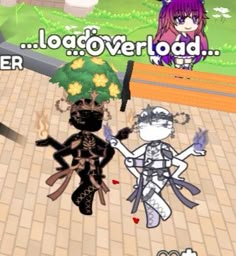 an animated image of two people in front of a computer screen with the caption loca overload