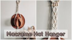 there are two pictures of hats hanging on the wall and one has a hat hanger attached to it