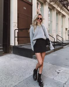 The Jadon boots from DR MARTENS - what are you wearing them with? 👢 styled by @mvb. Sweater and skirt are hers. #theiconic #drmartens #springoutfit Jadon Boots, Comfy Fall Outfits, Skirt Diy, Look Retro