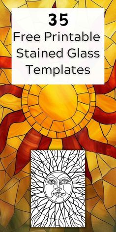 a stained glass window with the words free printable stained glass templates on it