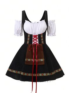 Oktoberfest Carnival Costumes For Women German Dirndl Cosplay Dress Black   Short Sleeve Knitted Fabric Colorblock,Plants  Medium Stretch  World Apparel, size features are:Bust: ,Length: ,Sleeve Length: German Culture Clothing, Fitted Dress For Oktoberfest Costume, Minion Costume For Women, Dirndl Dress Oktoberfest Outfit, Octoberfest Costume, German Clothes, Oktoberfest Fancy Dress, Drindl Dress Oktoberfest Outfit, German Dirndl Dress Oktoberfest