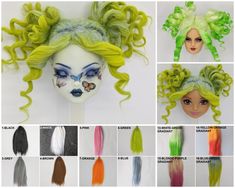 the wigs are all different colors and styles