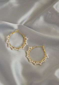 Handmade Natural Freshwater Pearl Earrings/genuine Pearl Hoop - Etsy Big Bead Earrings, Dainty Pearl Chain Hoop Earrings As Gift, Gift Pearl White Hoop Earrings With Pearl Chain, Pearl White Hoop Earrings With Pearl Chain For Gift, White Hoop Earrings With Pearl Chain As Gift, White Hoop Earrings With Pearl Chain For Gift, Gold Pearl Hoop Earrings For Anniversary, Handmade Hoop Pearl Earrings, Dainty Handmade Pearl Hoop Earrings