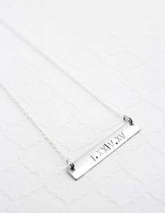 Roman Numeral Necklace for Bridesmaids Date Bar, Sisters Best Friends, Silver Y Necklace, Custom Bar Necklace, 1st Anniversary Gifts, Custom Bar, Gold Bar Necklace, Anniversary Gifts For Wife