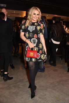 Tallia Storm, Photography Exhibition, Opaque Tights, Olivia Palermo, Looks Chic, Famous Faces, Heart Print, In London, Christmas Sweaters