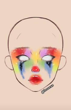 Makeup Drawing Halloween, Crazy Make Up Ideas, Cool Makeup Ideas Creative, Cool Sfx Makeup Ideas, Halloween Makeup Looks Drawing, Clowncore Makeup Aesthetic, Cute Clown Makeup Ideas, Clown Makeup Inspo Colorful, Makeup Ideas Cosplay