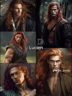 four different pictures of the same character in various movies, one with long hair and one with