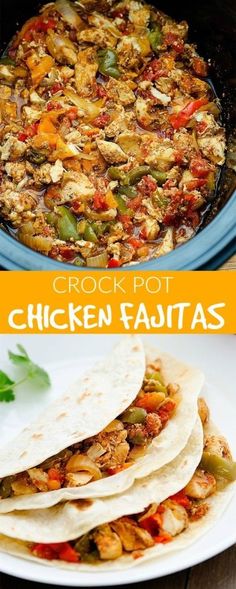 the crock pot chicken fajitas is ready to be eaten