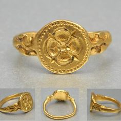 16th century gold signet ring with a rose to centre and lions to shoulder. The Latin phrase sub rosa means "under the rose" and is used in English to denote secrecy or confidentiality, similar to the Chatham House Rule. The rose as a symbol of secrecy has an ancient history. 16th Century Jewelry, Tudor Dynasty, Song Of Ice And Fire, Ice And Fire, Henry Viii