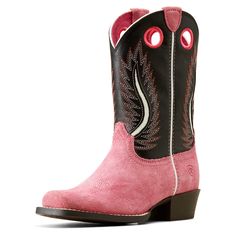 A bold boot to match their bold personality. Bright colors, fun pull holes, and a trendy cutter toe make this their go-to pair for riding, playing, and everything in between. Futurity Fort Worth Western Boot | Product Features : 0 : 4LR™ technology provides lightweight support and stability, 1 : Removable Wiggle Room™ insole provides up to a half size of extra room, 2 : Durable and flexible TPR sole, 3 : Four-row stitch pattern, 4 : Pull holes, 5 : Easy pull-on style, 6 : Ariat is including you Bold Personality, Ft Worth, Extra Rooms, Western Boot, Madison Avenue, Pink Suede, Extra Room, Fort Worth, Western Boots