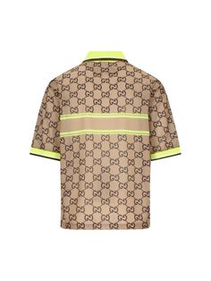 100% Polyester Gucci Short Sleeve Shirt For Summer, Casual Gucci Shirt For Summer, Casual Summer Shirt By Gucci, Designer Collared Tops With Relaxed Fit, Gucci Casual Summer Shirt, Gucci Collared Tops For Summer, Casual Gucci Collared Top, Casual Gucci Summer Shirt, Luxury Collared Shirt With Relaxed Fit