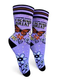 You’re Doing Fucking Great Womens Crew Socks Alien Socks, Sloth Socks, Medical Socks, Disney Socks, Womens Socks, Women Crew Socks, Cat Socks, Sock Game, Funny Socks