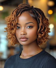 Burnt Orange Ombre on Short Locs Styles You Need This Fall Two Step Hairstyles, Ombre Locs Black Women, Short Fall Hairstyles, Ombre Locs, Short Locs Styles, Fall Hair Colors Black Women, Hair Colors Black Women, Black Women With Locs, Dreads Short Hair