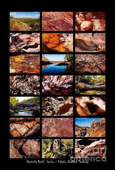 many different pictures of rocks and water