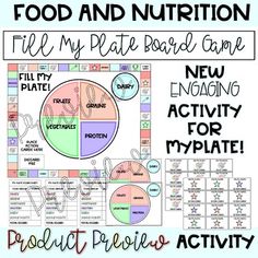 food and nutrition fill my plate board game with the text, new activity for myplates