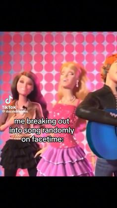 barbie and the rockers singing together on stage with text that reads, me breaking out into song anatomy on feelings