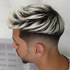 Men Blonde Highlights, Drop Fade Haircut, Dyed Hair Men, Blonde Haircuts, Men Hair Color, Men Haircut Styles, Cool Hairstyles For Men, Corte De Cabelo Masculino, Platinum Blonde Hair