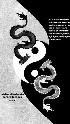 a black and white poster with two dragon on it