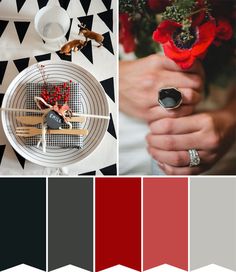 the color scheme is red, black, and white with an assortment of different things to choose from