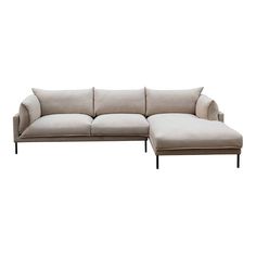 Scandinavian styling, a softly blocked silhouette, and neutral tone in a linen-blend textile, the Sabula right-facing sectional balances everyday simplicity with deep-seated comfort and plush down wrapped cushioning. Unwind, relax, and tone it all down with its muted taupe upholstery that leaves room for layering different shades and textured accents to your living space. Sabula features slim steel legs, clean stitch lines and removable seat and back cushions. Find balance in simplicity and sink Beige Sectional, Sofa L, Stainless Steel Legs, Living Room Sectional, Chaise Sofa, Black Stainless Steel, Steel Legs, Home Collections, Sofa Furniture