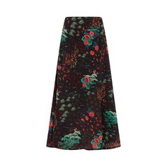 To create a feminine silhouette, the Ivy midi skirt is a stunning addition to your wardrobe. Boasting the Wonderland print, with floral hues in bold colour palette. A pull-on midi skirt with elasticated waist band; comfort sits alongside chic to make this the perfect all-rounder.   Wash and iron inside out. Wash with similar colours, reshape whilst damp. 100% Satin Sourced in India  Cool machine wash only. Wash inside out and with similar colours Silk Full Skirt With Floral Print, Black Silk Maxi Skirt For Spring, Silk Floral Print Flowy Maxi Skirt, Elegant Printed Skirt, Silk Floral Print Midi Skirt, Chic Long Printed Skirt, Black Floral Print Skirt, Elegant Floral Print Maxi Skirt, Elegant Black Maxi Skirt With Floral Print