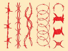 various barbed wire designs on a beige background