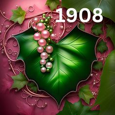 a green leaf and some pink flowers on a purple background with the words 909