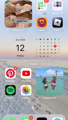 an iphone screen showing the calendar and icons for different things to see on it's screen