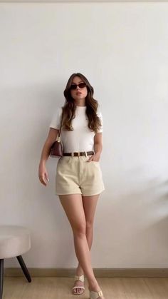 this post contains an affiliate link | casual summer outfit | outfit to wear when its hot outside | korean fashion | minimalistic outfit | simple outfit | lazy outfit | ooutfits to wear when i have nothing to wear | old money style | old money outfit inspo | summer in the beach outfit | picnic aesthetic Beige Aesthetic Summer Outfit, Basic Elegant Outfits Summer, Basic Clothing Aesthetic, Business Outfits For Summer, Summer Business Casual Outfits Shorts, Fun Feminine Outfits, Basic Ootd Casual Simple, Basic Outfits Shorts, Clean Basic Outfit