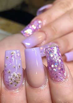 Coffin Art, Lila Party, Nails Grunge, Shiny Nails Designs, Purple Ombre Nails, Unghie Nail Art, Pink Ombre Nails