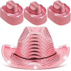 PRICES MAY VARY. Package Contains: there are 20 sequins hats for women with classic pink color and style in your package, can help you create a handsome and cool cowboy look; The cowboy hat is equipped with drawstring, helping you fix it on your head, not fall down easily Proper Size for Most People: the glitter cowboy hat is about 15 x 13 x 5 inches/ 37 x 33 x 13 cm (length x width x height), and about 22 inches/ 58 cm in head circumference; One size fits most adults and kids, you do not need t Light Up Hats, Western Bridal Showers, Western Bachelorette, Sequin Hat, Pink Cowgirl, Cowboy Style, Romantic Photos, Pink Sequin, Cowgirl Hats