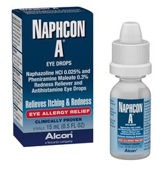 PRICES MAY VARY. Naphcon-A is a decongestant and antihistamine combination The decongestant constricts (narrows) the blood vessels, which reduces eye redness Pocket pack The antihistamine works by blocking the action of histamine, which helps reduce symptoms such as watery, itchy eyes Eye Allergy Relief, Best Eye Drops, Allergy Eyes, Benzalkonium Chloride, Dry Eye, Watery Eyes, Itchy Eyes, Allergy Relief, Allergy Symptoms