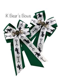 two bows with black and white dogs on them