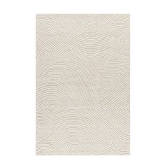 a white rug with wavy lines on it