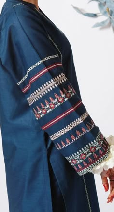 Running Stitch Embroidery, Denim Kurti, Light Embroidery, Embroidery Kurti, Winter Suits, Embroidery Dresses