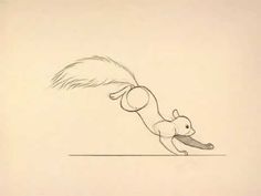 a drawing of a squirrel falling off the ground