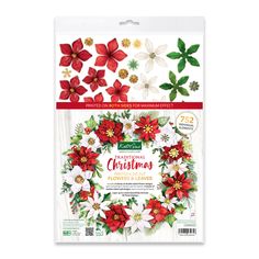 the paper house christmas poinsettis and leaves dieing set is shown in front of a white background